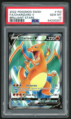 2022 POKEMON FA/CHARIZARD V SWORD & SHIELD BRILLIANT STARS #153 PSA 10 - Image 1