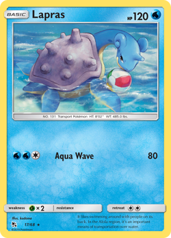 Lapras 17/68 Rare Hidden Fates Pokemon Reverse Holo Near Mint - Image 1