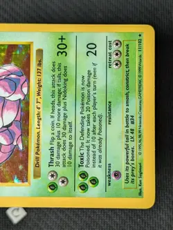 Nidoking 11/102 - Shadowless Base Set Holo Rare Pokemon TCG MP - Image 5