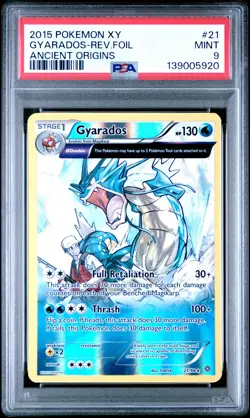 2015 POKEMON XY ANCIENT ORIGINS #21 GYARADOS-REVERSE FOIL PSA 9 - Image 1