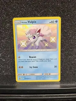 Pokemon TCG Alolan Vulpix SV8/SV94 SM Hidden Fates Shiny Vault Shiny Holo Rare - Image 1