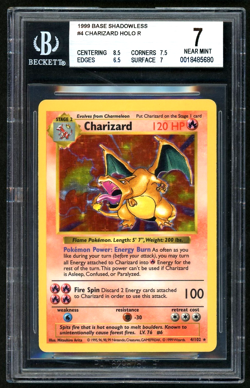 1999 Pokemon Charizard HOLO R Base Shadowless BGS 7 - Image 1