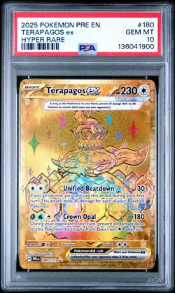 2025 POKEMON PRE EN-PRISMATIC EVOLUTIONS HYPER RARE #180 TERAPAGOS EX PSA 10 - Image 1