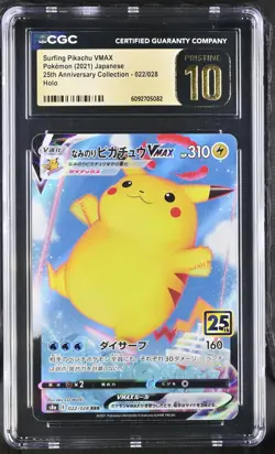 CGC 10 PRISTINE - Surfing Pikachu VMAX 022/028 s8a Japanese 25th Ann. - Pokemon - Image 1