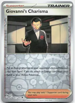 Giovanni's Charisma 161/165 Uncommon 151 Pokemon Reverse Holo Near Mint - Image 1