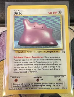 Pokemon TCG Ditto 3/62 Fossil Holo Rare - Image 1