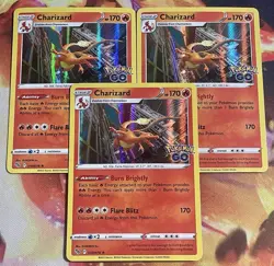 Pokemon TCG: 2022 Pokemon Go Charizard Holo Stamped 010/078 (3 Cards) - Image 1