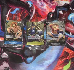 OPTCG OP-13 Luffy/Ace/Sabo promo Cards(sealed)+Tins Lot - Image 2