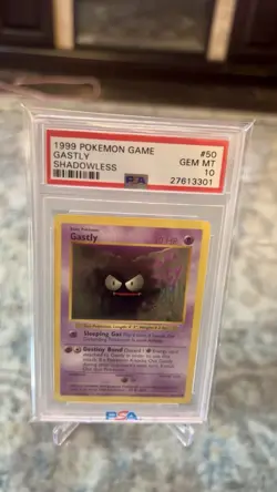 PSA 10 GEM MINT 1999 Pokemon Base Set Shadowless Gastly #50/102 Common Card 👻 - Image 1
