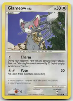 Glameow 83/130 Diamond and Pearl Common Pokemon TCG Card - Image 1