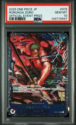 PSA 10 Zoro ST21-015 Flagship Battle 2025 Top 8 Prize ONE PIECE Card Japanese - Image 1