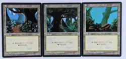 Magic the Gathering 3 FORESTS 4th Edition 1996 Black Border Japanese LP - Image 1