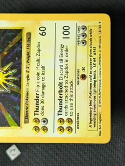 Zapdos 16/102 - Shadowless Base Set Holo Rare Pokemon TCG MP - Image 5