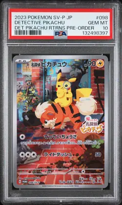 2023 POKEMON JAPANESE SV-P PROMO #098 DETECTIVE PIKACHU PSA 10 - Image 1