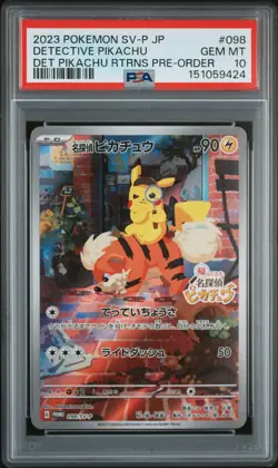 2023 POKEMON JAPANESE SV-P PROMO #098 DETECTIVE PIKACHU PSA 10 - Image 1
