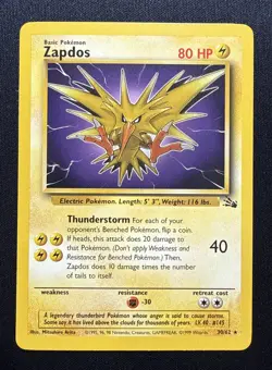 Pokemon TCG - ZAPDOS - 30/62 - RARE - UNLIMITED - FOSSIL (1999) - WOTC - NM/LP - Image 1
