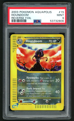 2003 POKEMON HOUNDOOM REVERSE FOIL AQUAPOLIS #15 PSA 9 - Image 1