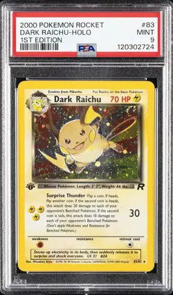 2000 POKEMON ROCKET 1ST EDITION #83 DARK RAICHU-HOLO PSA 9 - Image 1
