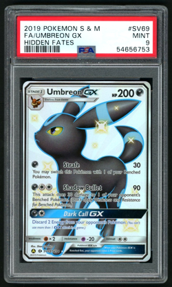 2019 POKEMON FA/UMBREON GX HIDDEN FATES SUN & MOON HIDDEN FATES #SV69 PSA 9 - Image 1