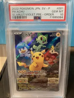 2022 POKEMON JPN SV-P PIKACHU #001 SCARLET/VIOLET PRE-ORDER HOLO PSA 10 GEM MT - Image 2