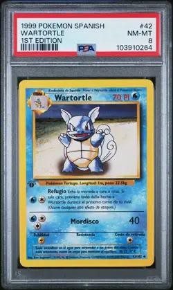 1999 POKEMON SPANISH 1ST ED #42 WARTORTLE PSA 8 - Image 1