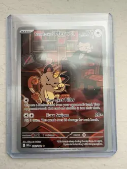 Pokemon Team Rocket's Meowth 203/182 Sv10 Illustration Rare Holo 70 HP - Image 1