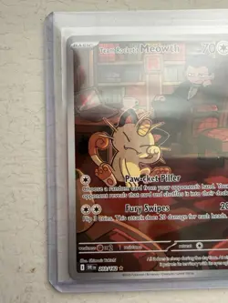 Pokemon Team Rocket's Meowth 203/182 Sv10 Illustration Rare Holo 70 HP - Image 3