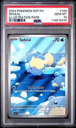 2024 POKEMON SSP EN-SURGING SPARKS ILLUSTRATION RARE #199 SPHEAL PSA 10 - Image 1