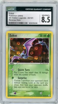 2004 Pokemon EX Hidden Legends Reverse Holo Zubat #83 CGC 8.5 - Image 1