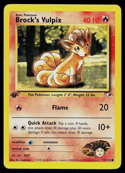Pokemon Card - Brock's Vulpix Gym Heroes 73/132 Common 1st Edition - Image 1