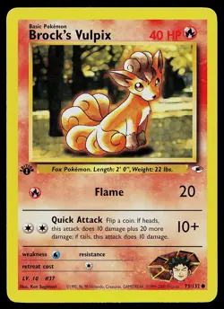 Pokemon Card - Brock's Vulpix Gym Heroes 73/132 Common 1st Edition - Image 1