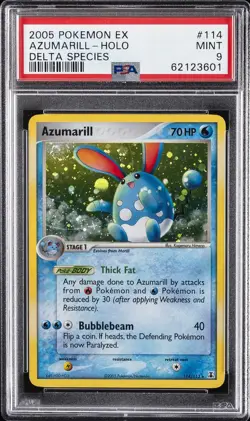 2005 POKEMON EX DELTA SPECIES #114 AZUMARILL-HOLO PSA 9 - Image 1