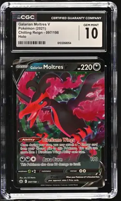 2021 Pokemon Sword and Shield Chilling Reign Galarian Moltres V 097/198 CGC 10 - Image 1