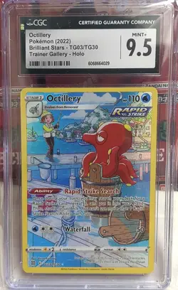 CGC 9.5 Octillery TG03/TG30 Brilliant Stars Trainer Gallery Holo Pokemon - Image 1