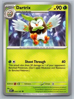 Dartrix 14/197 Obsidian Flames Uncommon Pokemon TCG 2023 - Image 1