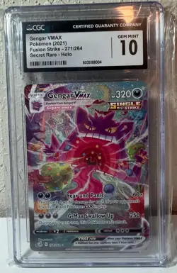 Gengar VMAX Alternate Art Secret Rare 271/264 Fusion Strike CGC 10 Holo Pokemon - Image 1