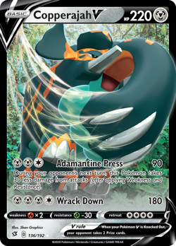 COPPERAJAH V 136/192 HOLO V RARE REBEL CLASH POKEMON NM - Image 3