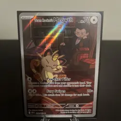 Team Rocket's Meowth 203/182 Illustration Rare Pokemon TCG Destined Rivals NM - Image 1