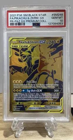 2021 Pokemon SM Black Star Promo Full Art Pikachu & Zekrom GX - Image 1