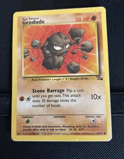 Geodude Lot of 5!- Fossil 47/62 Unlimited Vintage Pokemon Card LP - Image 1