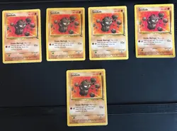 Geodude Lot of 5!- Fossil 47/62 Unlimited Vintage Pokemon Card LP - Image 2