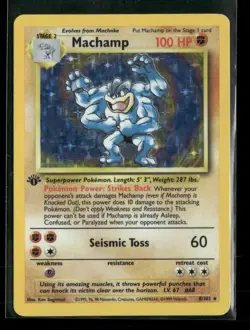 1st Edition Machamp 8/102 Base Set Holo Rare Vintage 1999 Pokemon Card - Image 1