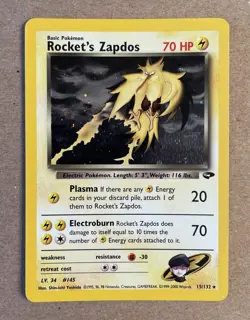 Rocket's Zapdos 15/132 Holo Gym Challenge Pokemon Card LP/MP - Image 1