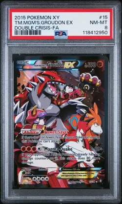 Team Magma’s Groudon EX PSA 8 Full Art 15/34 Double Crisis Pokemon Card 2015 - Image 1