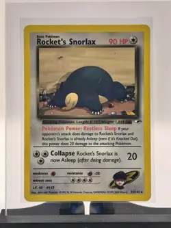 2000 Pokemon TCG Rocket's Snorlax 33/132 Gym Heroes RARE Card WOTC LP - DAMAGE - Image 2