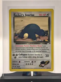 2000 Pokemon TCG Rocket's Snorlax 33/132 Gym Heroes RARE Card WOTC LP - DAMAGE - Image 3