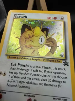 Pokemon Meowth TCG Black Star Promo Holo Card 10/53 WOTC GB Stamp MP - Image 3