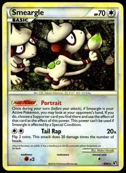 Pokemon TCG Smeargle 8/90 2010 Undaunted Holo Rare Card - MP - Image 1