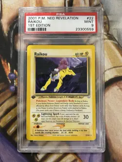 2001 Pokemon Neo Revelation Raikou 1st Edition #22 Non-Holo Rare - PSA 9 🔥 - Image 1