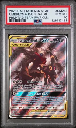 2020 POKEMON #SM241 PROMO TAG TEAM POWERS COLL UMBREON & DARKRAI GX PSA 10 - Image 1